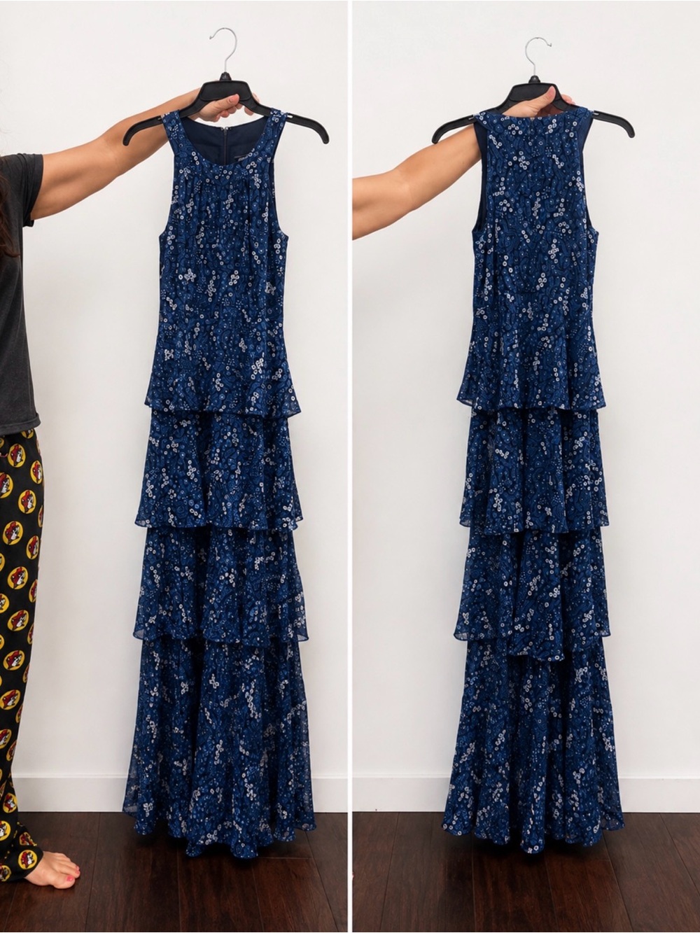 Tommy Hilfiger Navy Blue Floral Tiered Maxi Dress